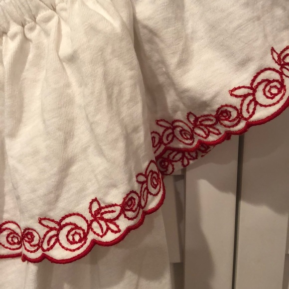 J crew white off shoulder top with red detail - Picture 3 of 4